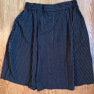 black pinstriped button-down skirt